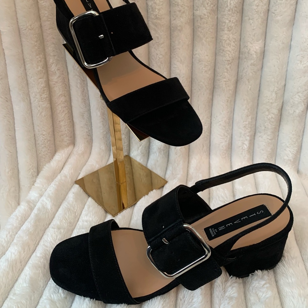 Steven By Steve Madden Black Suede Sandals